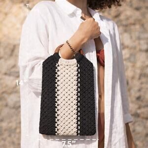 CURATEUR x LAUDE THE LABEL The Gabby Macrame Wood Handle Handbag NWT